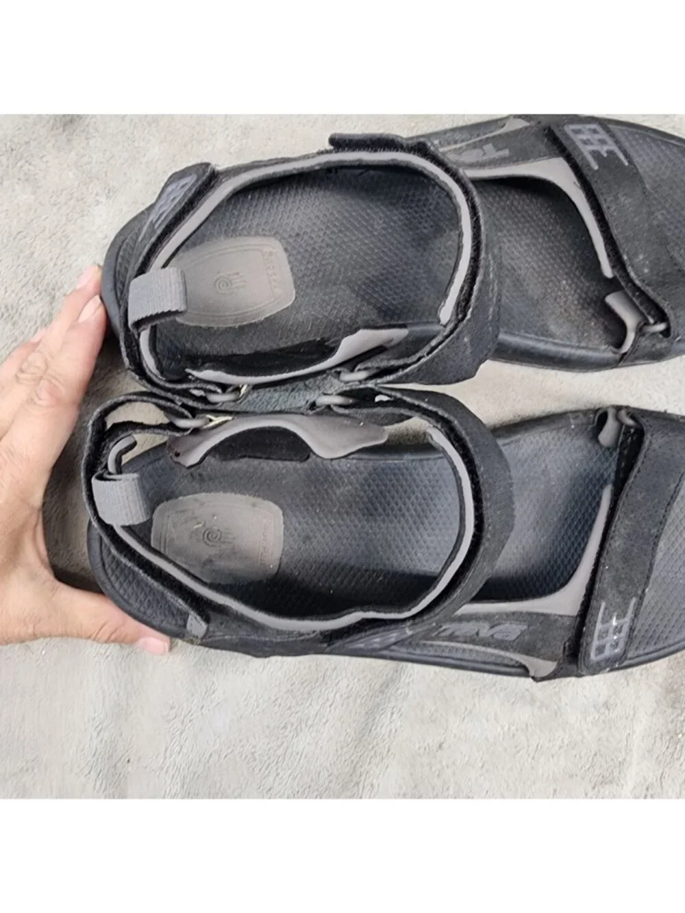 Teva Shoes Mens 12 Black Synthetic Minam Footbed Gorpcore Strappy Sandal *Read*
